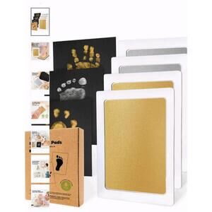 4-Pack Inkless Baby Hand and Footprint Kit - Mess Free Ink Pad for Newborn Keeps